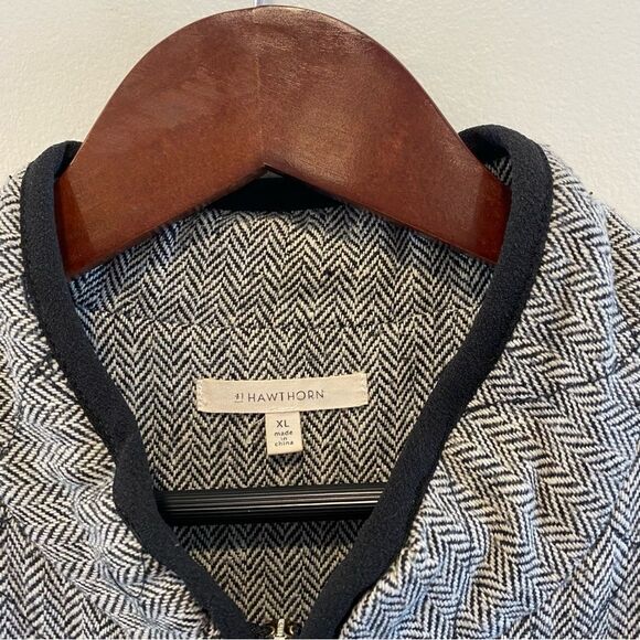 41 Hawthorne quilted vest womens XL herringbone black and white preppy - Picture 4 of 8